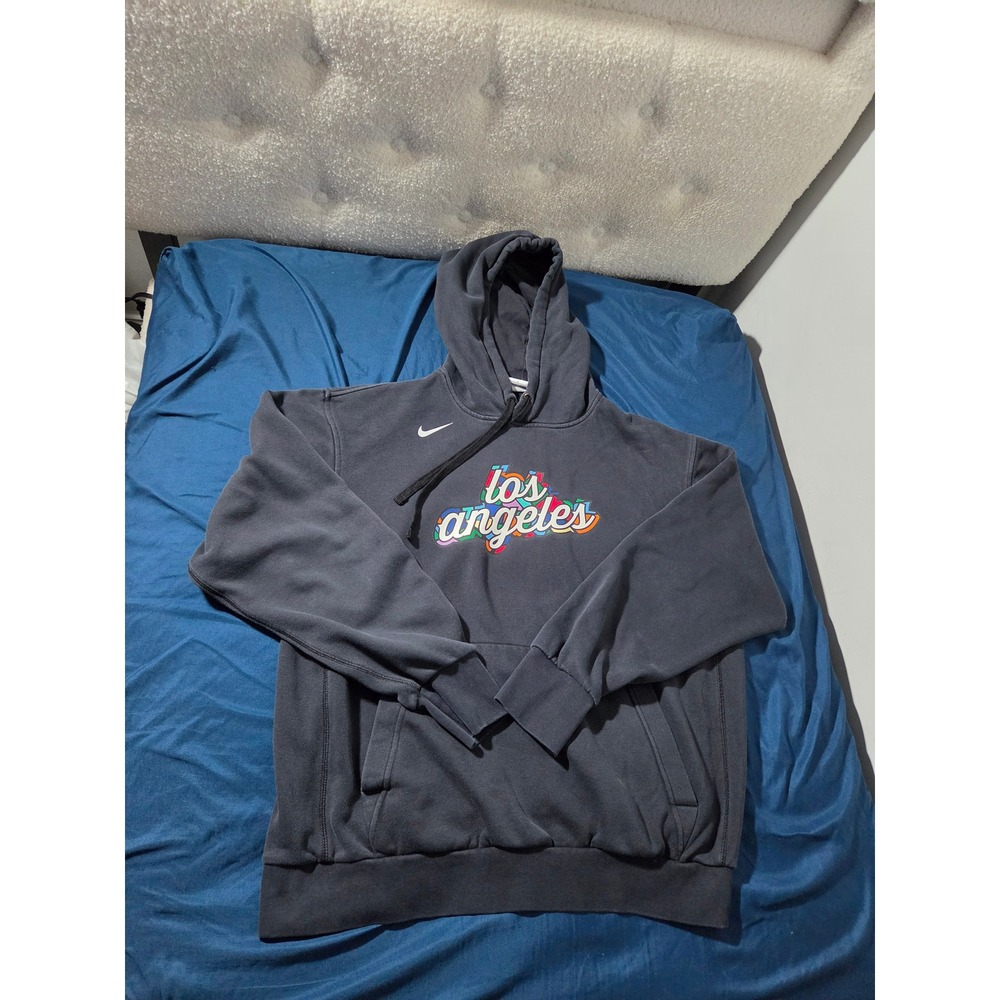 Nike NBA Los Angeles City Edition Hoodie Mens Large Black Multi Color Graphic